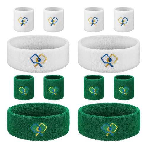 Suhine 4 Diademas Deportivas 8 Muñequeras Absorbentes De Hum