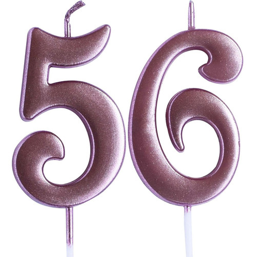 Vela De Cumpleaños 56 De Rosa, Velas De Número 56 Años De Ed