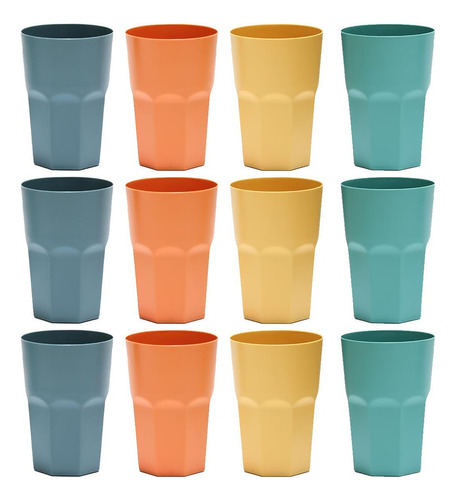 Vasos Plastico Para Tomar Agua Reutilizables Sin Bpa 12 Pzs Color Multicolor