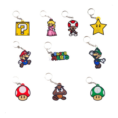 Llaveros Super Mario Bros Souvenir Cumpleaños Dibujitos X10u