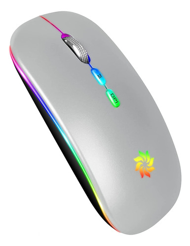 Mouse Kbcase 2.4g Recargable Plata Con Led