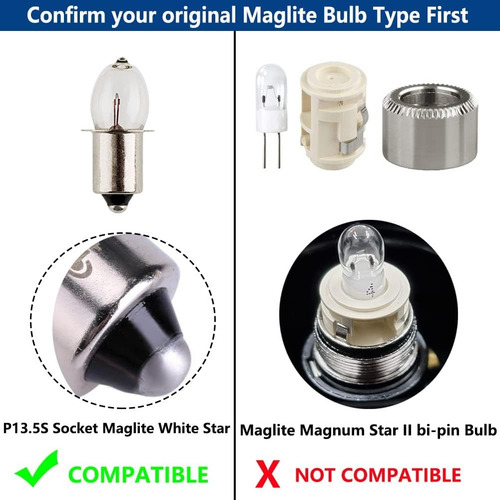 Led Repuesto Reemplazo Maglite 4, 5, 6 Elementos Pilas C & D Blanco Cálido Negro