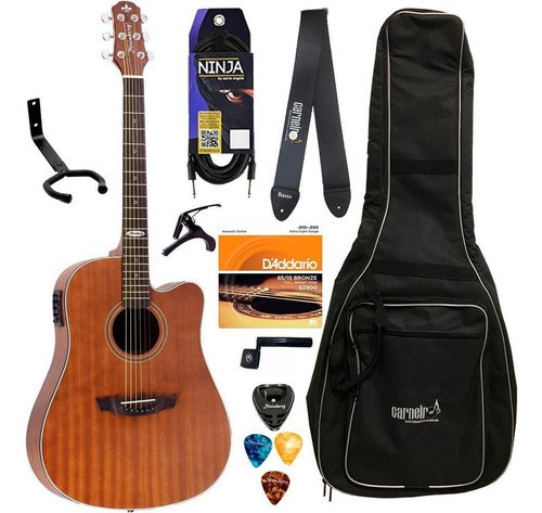 Kit Violão Strinberg Folk Elétrico Sd200 Mogno + Acessórios