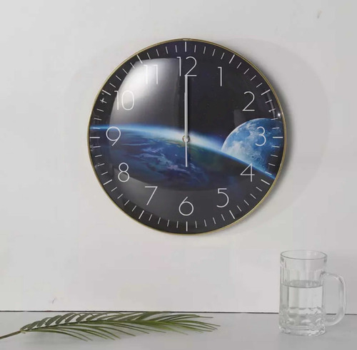 Imagen 2 de 6 de Reloj Pared Mural Redondo /nuevo Estilo De Tierra - Premium