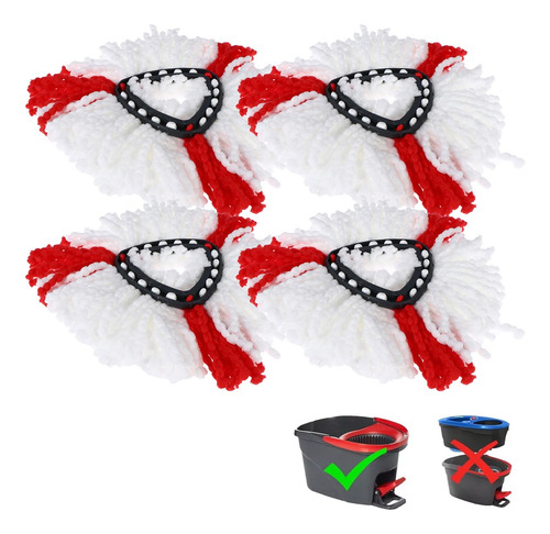 Repuesto De Trapeador Para Easy Wring Microfibra Rojo 4pzs