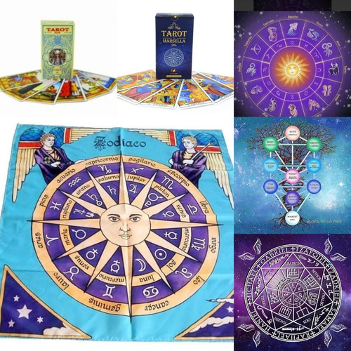 Imagen 6 de 9 de Pack Tarot Combo Paño Mazo Palo Santo Cuarzos