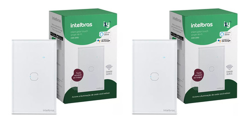 2 Interruptores Smart Inteligente Wi-fi 1 Tecla Ews 1001 Cor Branco