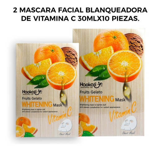 2 Mascara Facial Blanqueadora De Vitamina C 30mlx10 Piezas.