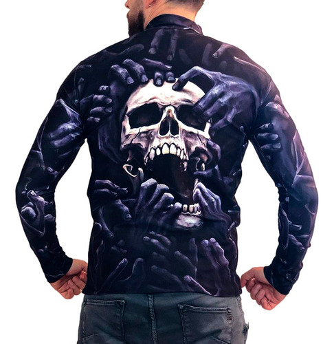 Campera Deportiva Slim Fit Calavera 3d Ranwey Cpr502