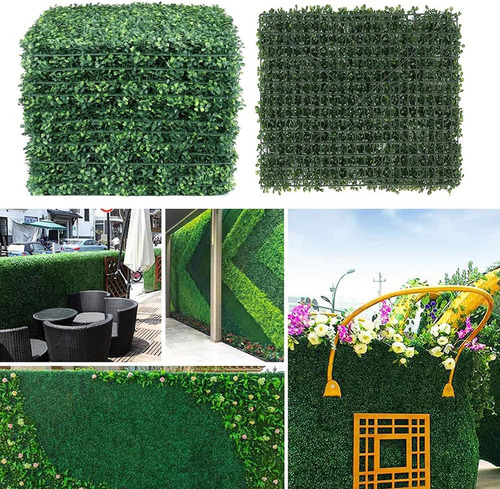 Jardin Vertical Artificial Muro Verde Panel Frondoso Plantas Color Verde/blanco