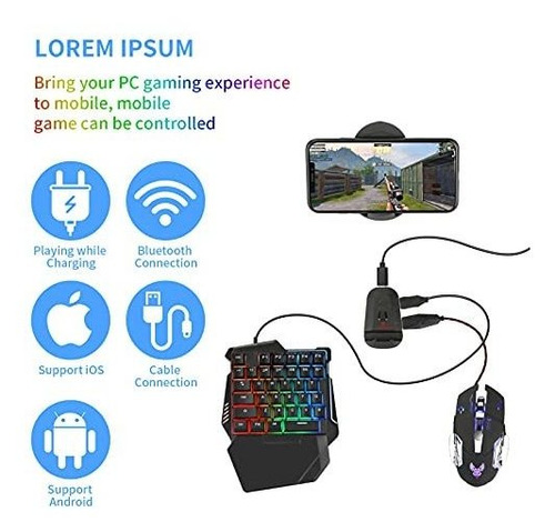 Combo Raton Para Juego 35 Tecla Pubg Cable Mecanico Rgb