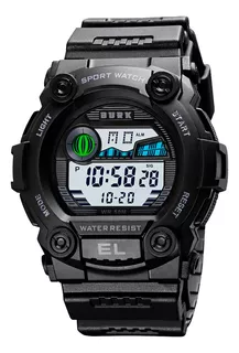 Reloj Militar Hombre Burk 1633 Cronometro Alarma Luz Digital Color de la malla Negro