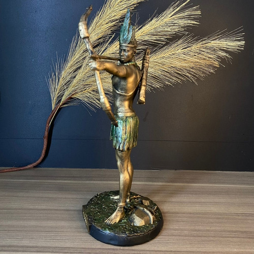 Oxossi 2 Exclusiva Umbanda Candomblé Cor Dourado Studio Orion Artigos Religiosos