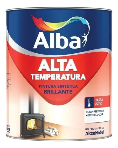 Pintura Esmalte Alta Temperatura Negro Alba 1/2 Lt