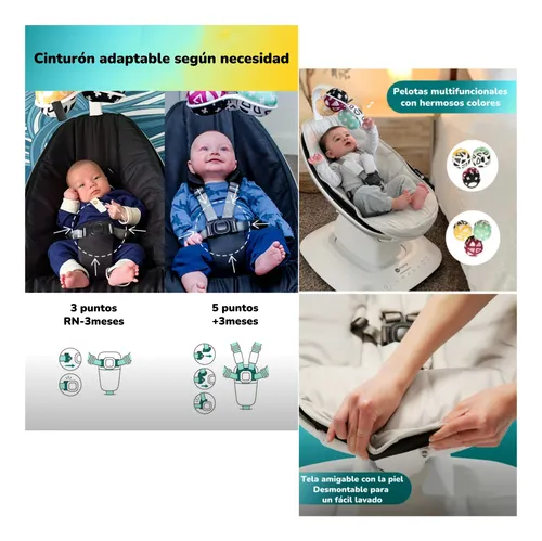 Mecedora Eléctrica Con Melodías Bluetooth 4 Moms Lubabycas