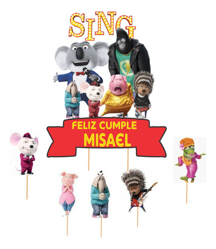 Adorno Torta Cake Topper  De Sing Y Todas Las Tematicas