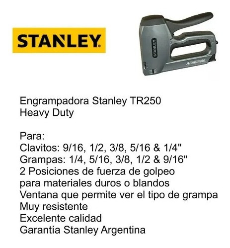 Engrampadora Stanley Tr250 Grapadora Clavadora Manual