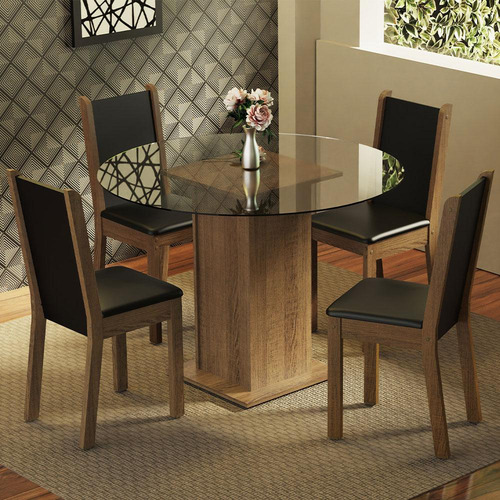 Juego De Comedor Nanda Con 4 Sillas Marrón/negro