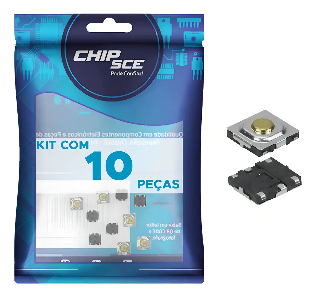 Chave Táctil ChipSCE de 4 Terminais para Projetos Eletrônicos