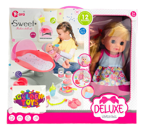 Bebé, Muñeca Con Mesedora, Juguete Para Niña Color Rosa