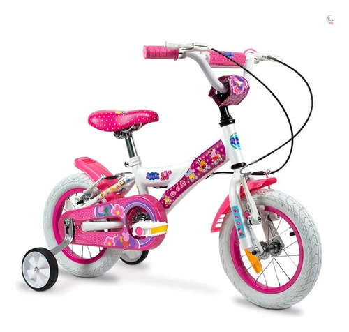 Bicicleta Rod 12 Peppa Pig Rueda Inflable Acero - Del Tomate Color Blanco