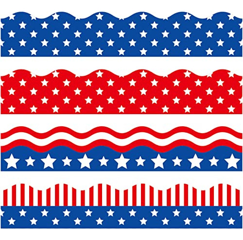 69ft 4th Of July Bulletin Board Border 60 Sheet Red Blu...