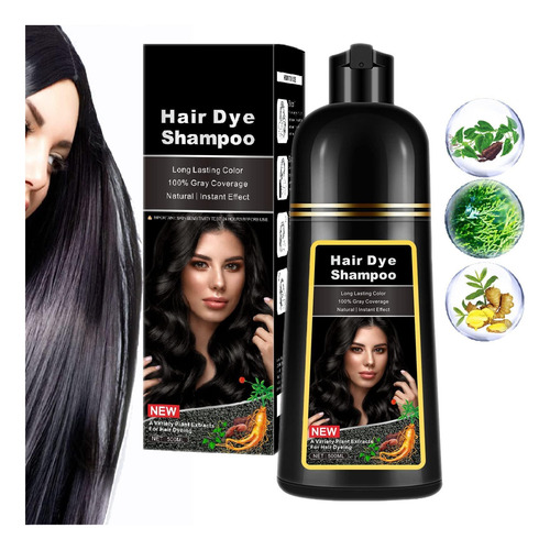 Csfdxd Shampoo De Tintura De Cabelo Preto Instantâneo 3 Em 1