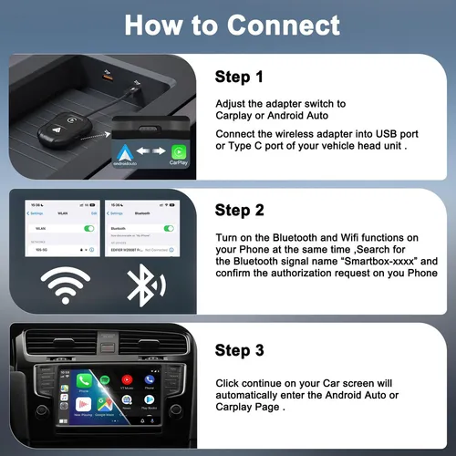 Adaptador Inalámbrico Car Play, Convertidor De Coche Android