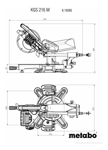 Imagen 2 de 2 de Sierra Ingletadora Telescópica Metabo 216 Mm 1500w 305mm 90
