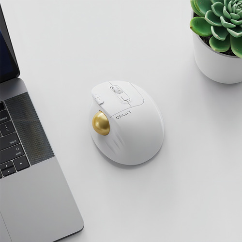 Delux Ratón Trackball Inalámbrico Bluetooth, 2400 Dpi Color Blanco