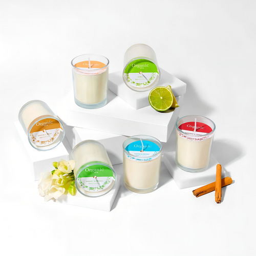 Velas cera vegetal Organic Spa W52VF forma cilíndrica diámetro de 7.3cm