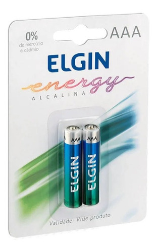 Caixa Com 20 Pilhas Alcalina Elgin Aaa Palito Blister 2pcs