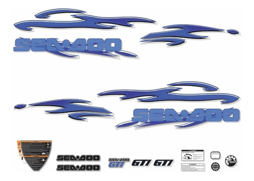 Kit Adesivo Jet Ski Sea Doo Gti 750 Azul Completo Jtki28