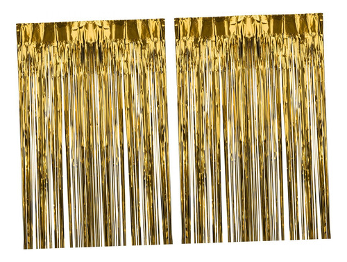 Cortinas Con Flecos De Papel De Aluminio Brillante, , Oro