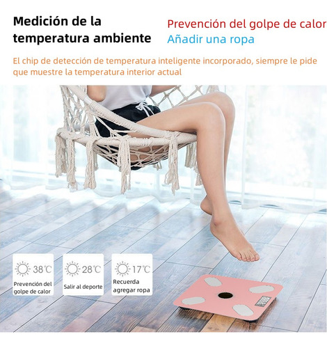 Báscula digital COMERCIOCO Báscula solar Báscula Inteligente rosa, hasta 180 kg 127V