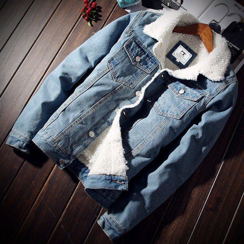 Chaqueta Vaquera Con Forro Polar Para Hombre, Corte Ajustado
