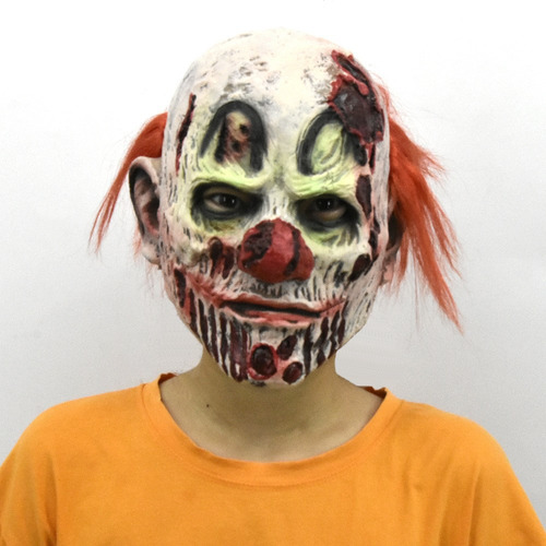 Máscara De Látex De Payaso Pelirrojo Aterrador De Halloween