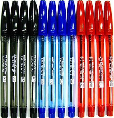 12 Bolígrafos Punto De Faber-castell Color Azul/negro