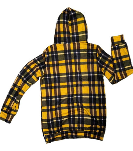 Sudadera Cuadriculada Bolsa Canguro Capucha Para Dama