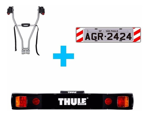 Suporte De Bicicleta Thule 970 + Suporte De Luz 976 + Placa