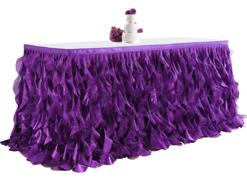 Falda De Mesa De Sauce Rizado Morado Para Baby Shower, Fiest