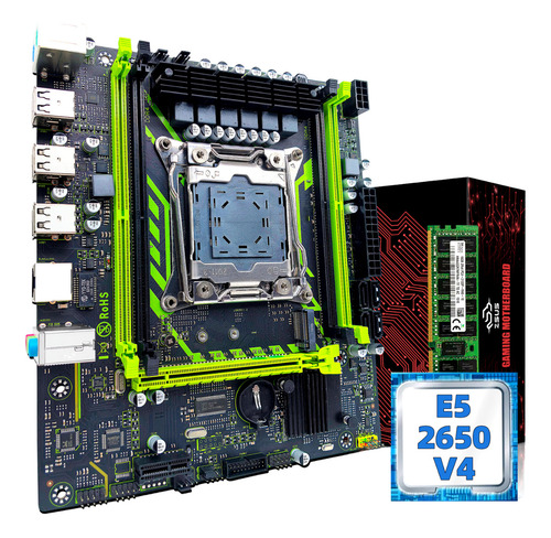 Kit Placa X99 Xeon E5 2650 V4 16gb De Ram Ddr4 Cor Preto Preto