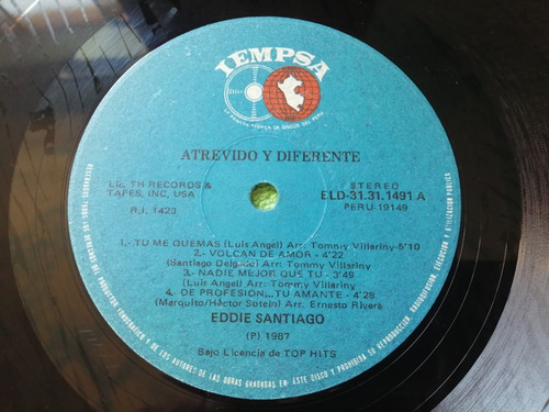 Eam Lp Vinilo Eddie Santiago Atrevido Y Diferente 1986 Debut (Usado)