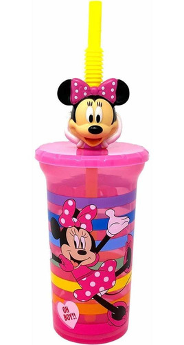 Vaso Agua Granshop Diseño Minnie Mouse 3d Pajita 15 Onza