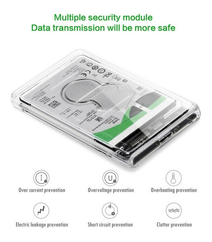 Imagen 7 de 9 de Caja Externa Disco Duro Externo 2.5 Usb 3.0 Transparente