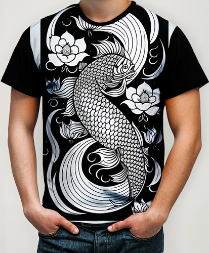 Camiseta Camisa Carpa Desenho Peixe Tatuagem 03