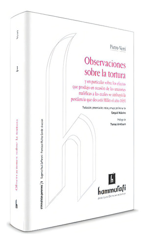Observaciones Sobre La Tortura, De Verri, Pietro. Editorial Hammurabi En Español