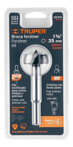 Broca Forstner 35 Mm Para Madera 102372 Truper