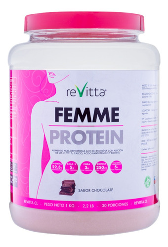 Proteina Whey Femme 2,2lb 1kg 30 Servicios - Revitta