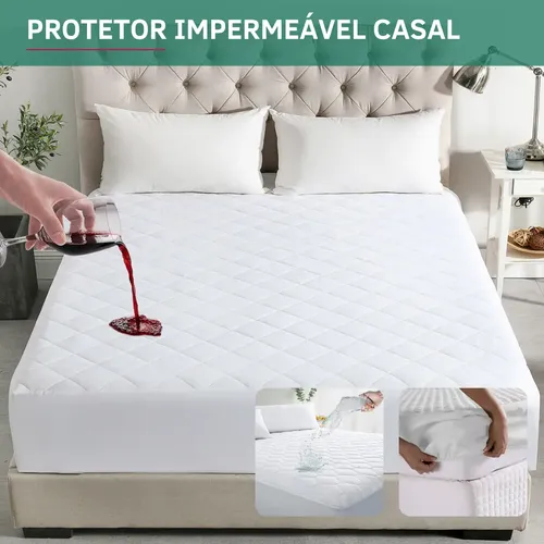 Protetor De Colchão Impermeável Casal Matelado Antialérgico Antiá...